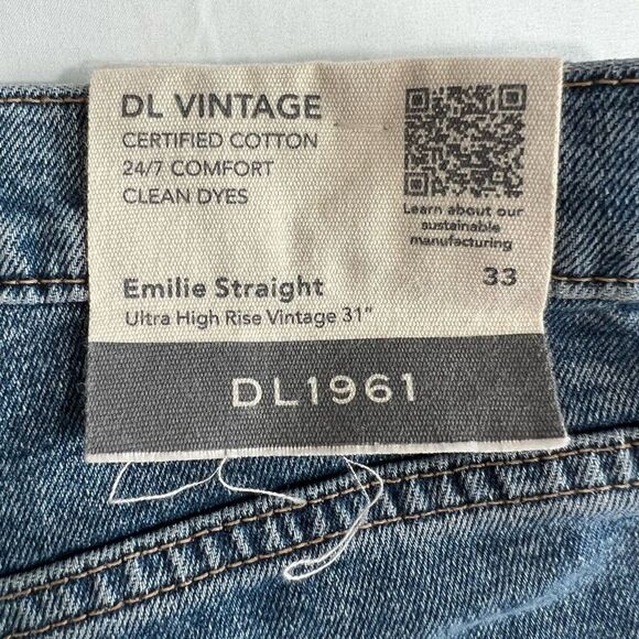 DL1961 Emilie Ultra High Waist Split Hem Straight Leg Jeans New Size 33 - Picture 4 of 13